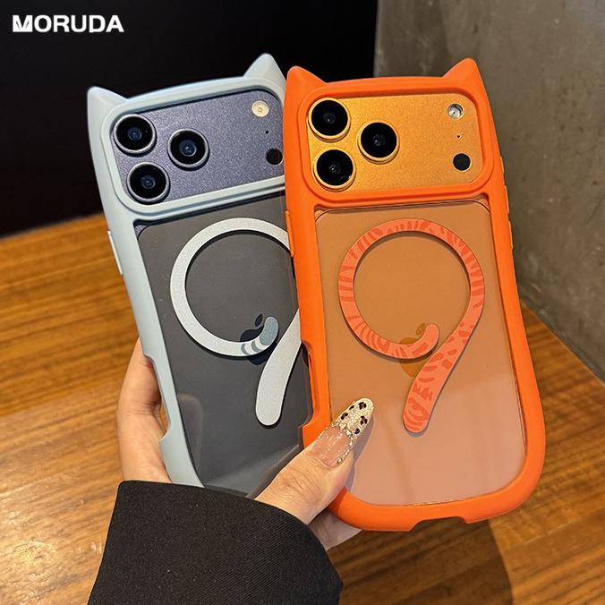 Милые Кошачьи Ушки для Прозрачного Чехла для For Iphone 17 16 1 Pro Max 14 Plus Air 12 13 11 Магнитная Беспроводная Зарядка Чехол