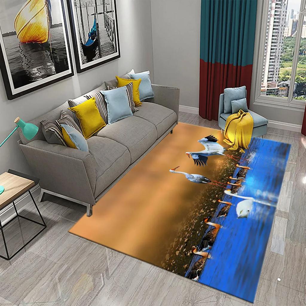 Прекрасный ковер с японским журавлем для кухни, ванной комнаты, прихожей, нескользящий коврик, декор для гостиной, столовой, спальни, напольные ковры