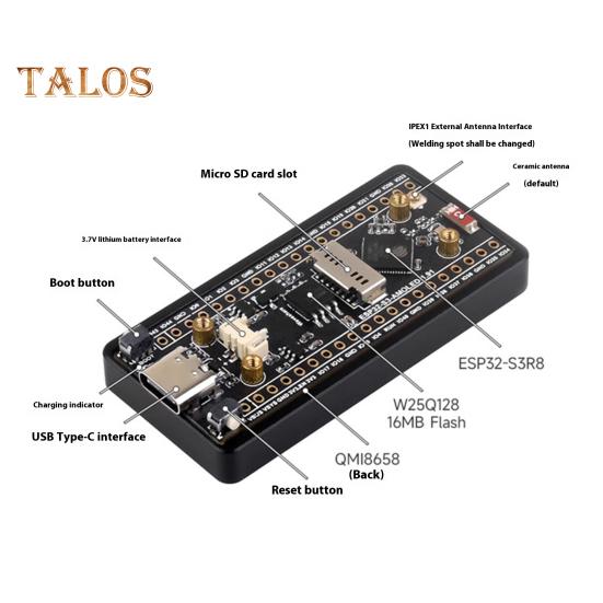 Макетная плата с 1,91-дюймовым AMOLED-дисплеем, Wi-Fi, Bluetooth-совместимая, 32-битная макетная плата с двухъядерным процессором LX7