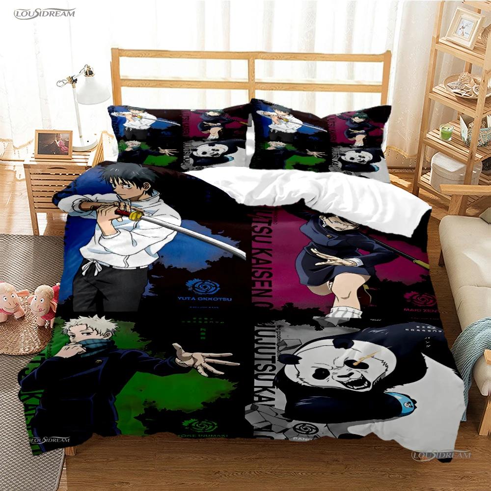 Мультяшное Аниме Jujutsu Kaisen Пододеяльник Одеяло Постельный набор Мягкий Чехол для одеяла и Наволочки для Подростков Односпальный/Двуспальный/Квинсайз/Кингсайз