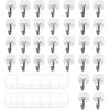 25 Small Hooks +30 Removable Strips, Clear Wire Hanger Hooks, Damage-Free Utility Hooks, Heavy Duty with Adhesive Strips, No Tools Wall Hook for