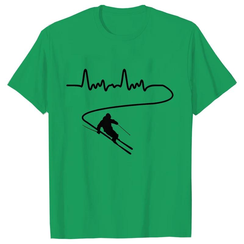 Мужская одежда Лыжи Горные лыжи Heartbeat Сноуборд Рубашки Модная графическая футболка с коротким рукавом O-образным вырезом Harajuku Мужская футболка большого размера