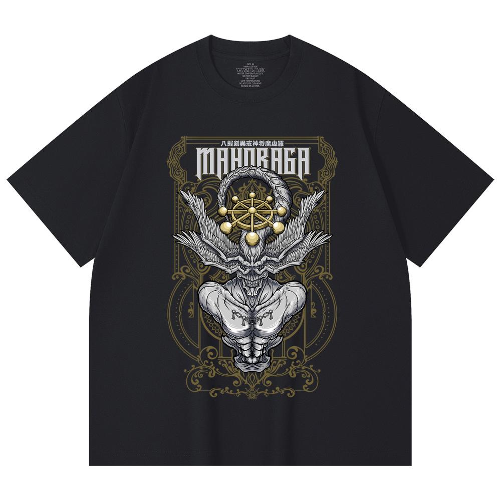 230 Gsm 100% Cotton Jujutsu Kaisen V42 Mahoraga Print Unisex Heavy Cotton T Shirt