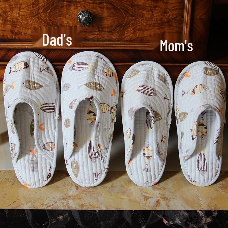 Women's Cotton Foldable Indoor Slippers - Cloth Bottom, Closed Toe, Quiet & Artful Design for All Seasons