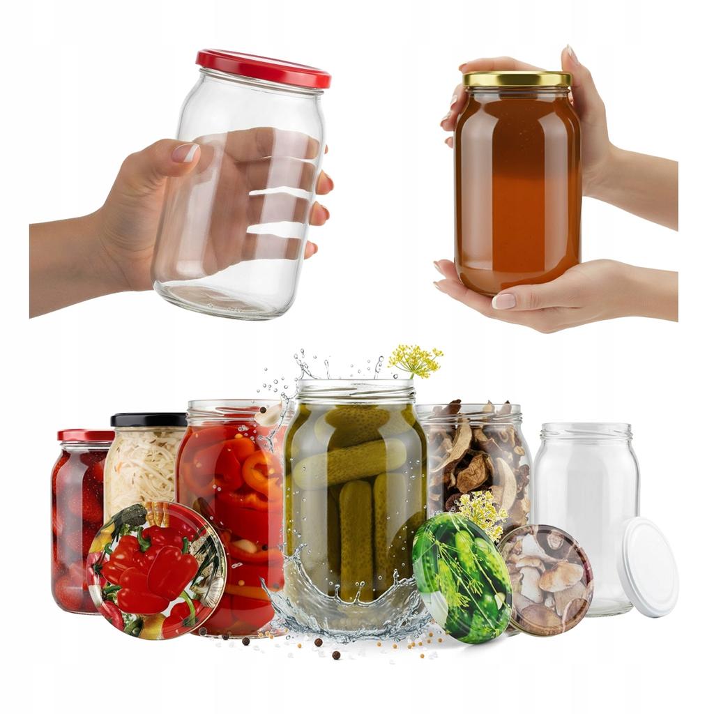 8x Jar 900ml for HONEY JAM PRESERVES glass jars 0.9l screw cap Ø82