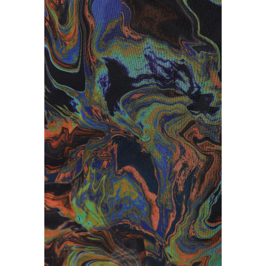 Brown Printed Tulle High Waist Lined Mini Knitted Skirt Twoss23et00050