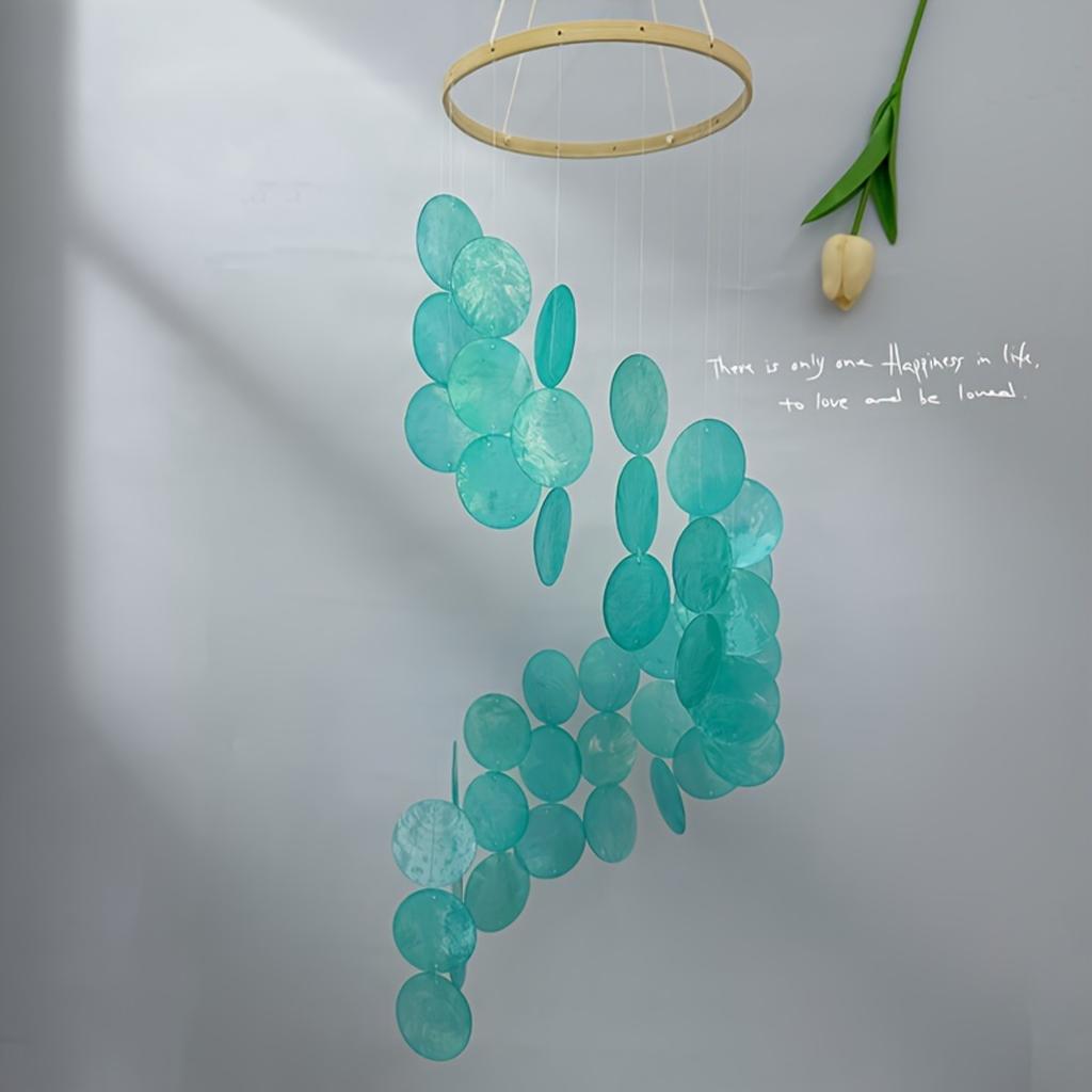1pc, Spiral Hanging Decoration With Natural Seashell Wind Chimes For Balcony Decoration, Seaside-themed Nursery Hanging Decorati