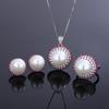 Jewelry Copper Bottom Gold-Plated Simulation Color Treasure Inlaid White Pearl Jumping Color Three-Piece Set Women 14-12Mm