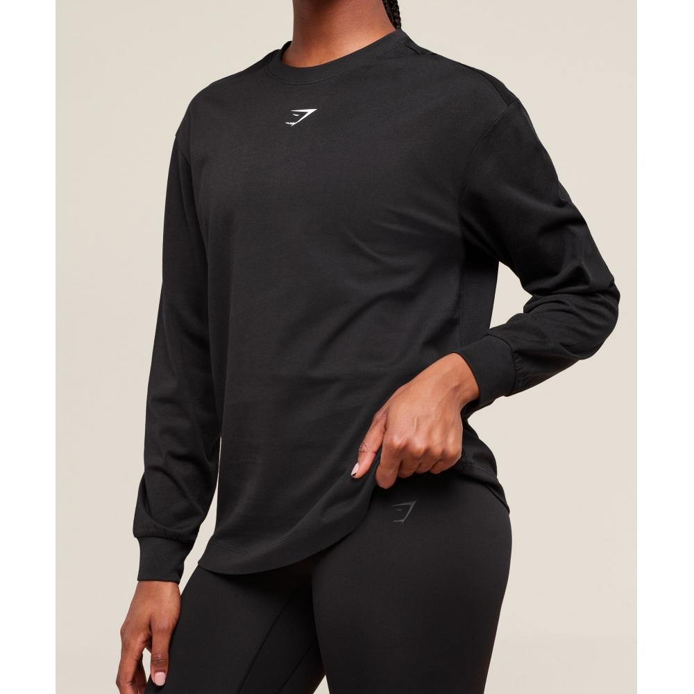 Gymshark Trace Graphic Long Sleeve Top Black B4b3t Bb2j