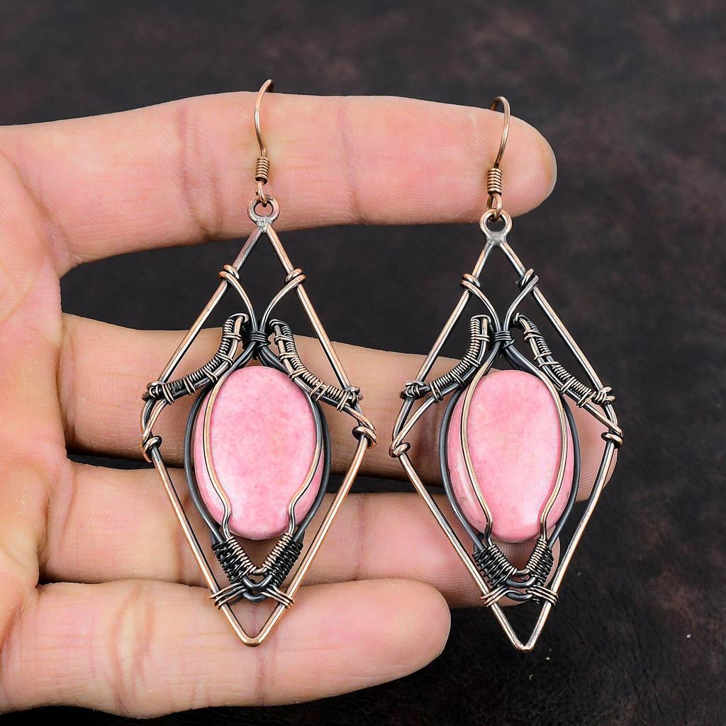 Серьги Тулит Серьги из медной проволоки Стильные серьги Удивительные медные украшения Серьги с настоящими драгоценными камнями Украшения ручной работы Подарки на свадьбу