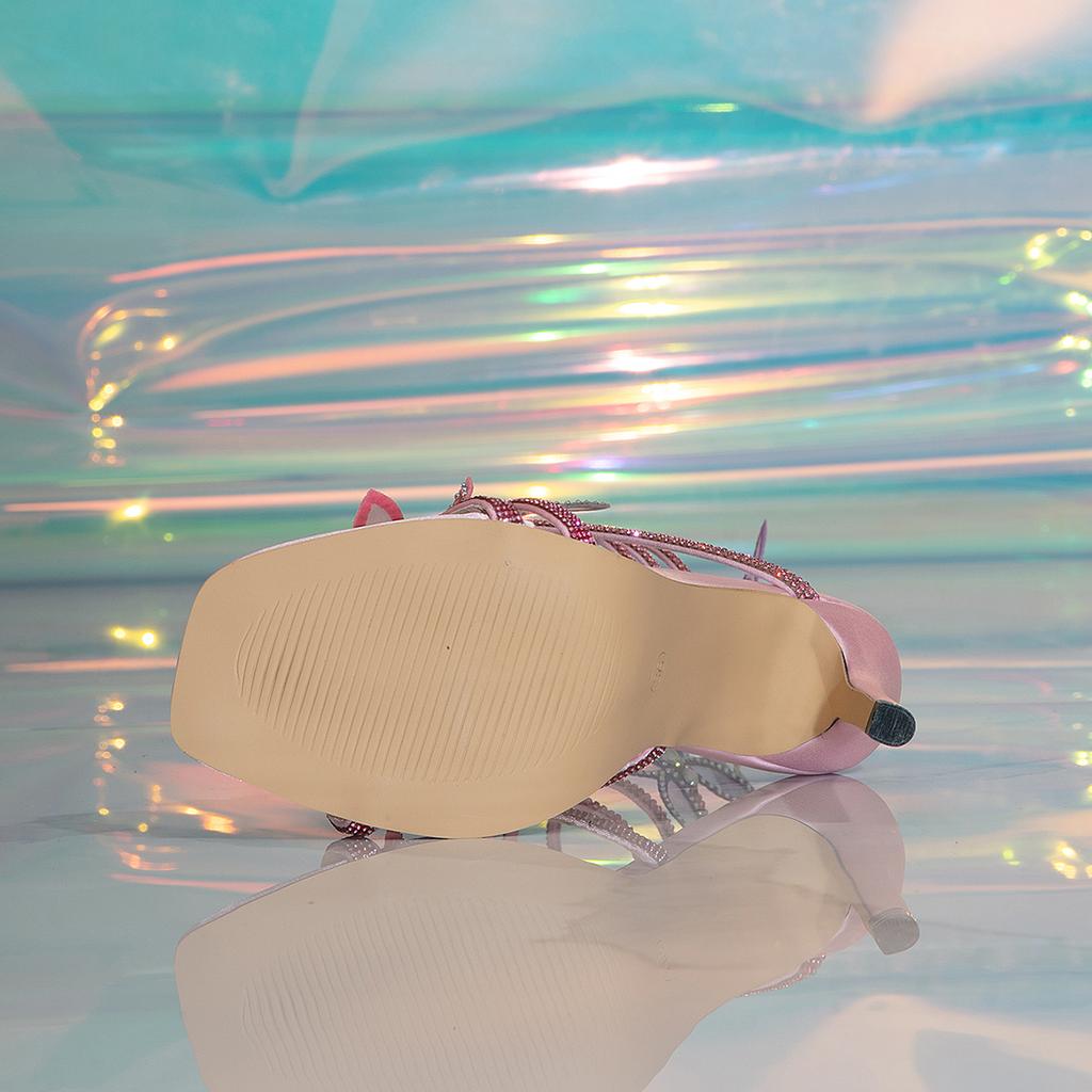 Модные Роскошные Женские Сандалии с Кристаллами и Деталью Бабочки, Сексуальные Сандалии-Гладиаторы на Высоком Каблуке со Спиральным Ремешком, Летняя Вечеринка, Выпускной Бал, Обувь