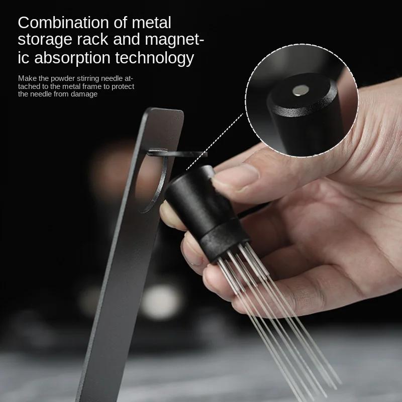 Игла для размешивания кофе эспрессо с 8 иглами Магнитная абсорбционная стойка Бариста Инструменты для размешивания кофе с подставкой