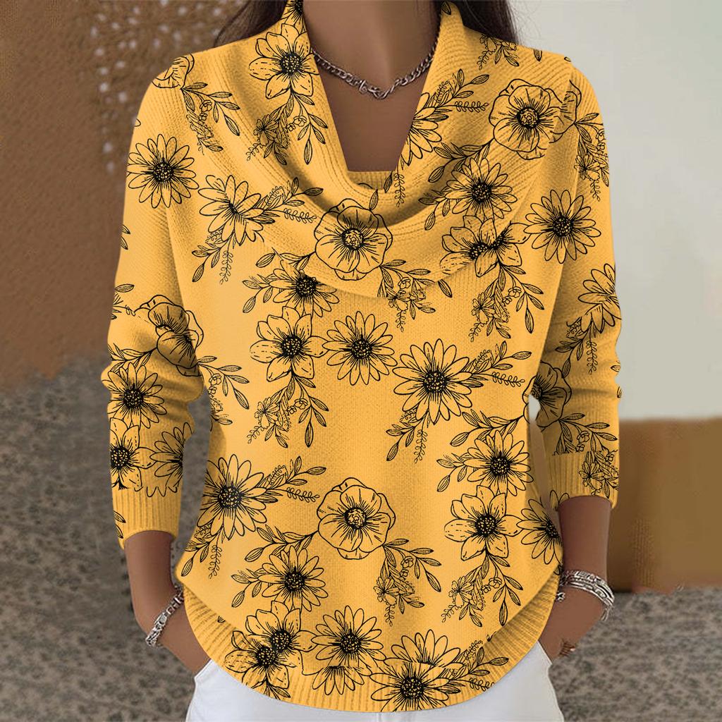 Женский повседневный и модный свитер с круглым вырезом, длинными рукавами и принтом