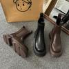 Chelsea Martin Boots Women's Spring and Autumn Single Boots 2025 New Big Head Platform Cigarette Medium Boots Coffee Short Boots Trendy Girl