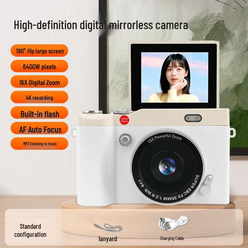 Retro Flip-Style CCD Camera & Camcorder: Portable Long-Zoom Digital Student Device for Photo & Video