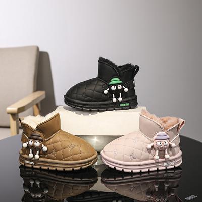 Мальчики и девочки осень и зима новые бархатные толстые хлопковые сапоги британский стиль мужские и женские теплые ботильоны толстые зимние сапоги