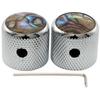 Musiclily Pro 1/4" Steel Abalone Dome Knobs, Side-Threaded, Universal Fitting for Electric Guitar/Bass, Chrome (Set of 2)