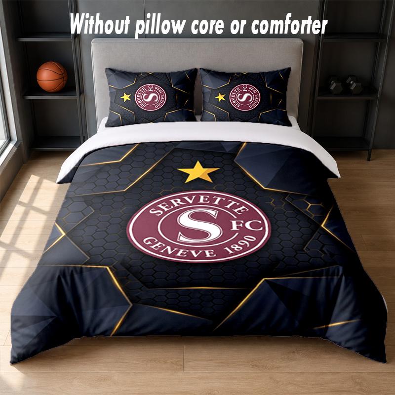 Servette FC Design Bed Bedding Set 1 Duvet Cover + 2 Pillowcases Soft Breathable Household Bed Linens