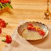 Puja Round Thali/Bhog Thali For Worship, Flower-Engraved Design (Brass, Gold Colour, 5 Inches)