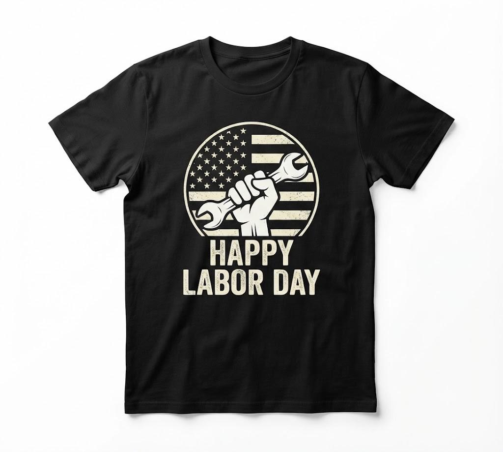 USA Labor Day American Pride USA Gift Black T-Shirt