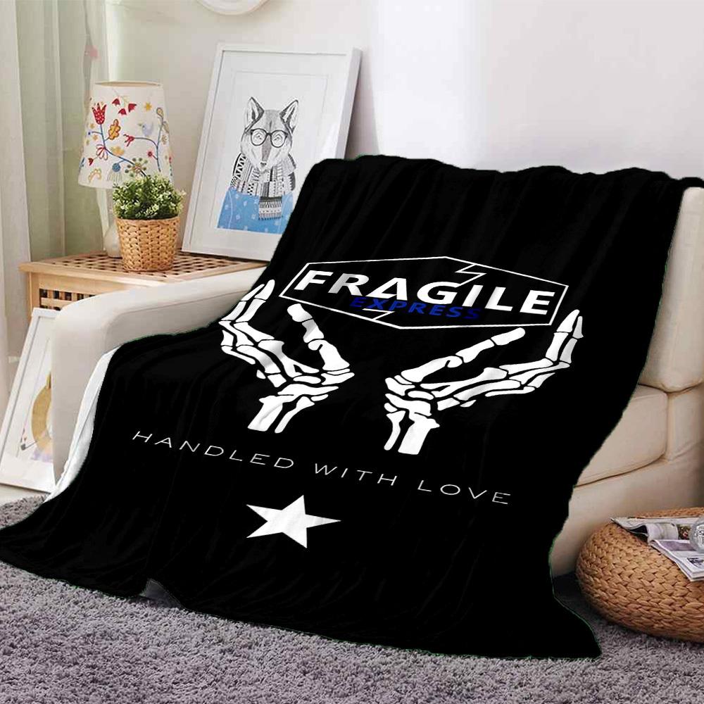 1pc FRAGILE EXPRESS Soft Flannel All Season Throw for Home, Office, Outdoor UseDurable Comfort Soft Warm Throw for Home