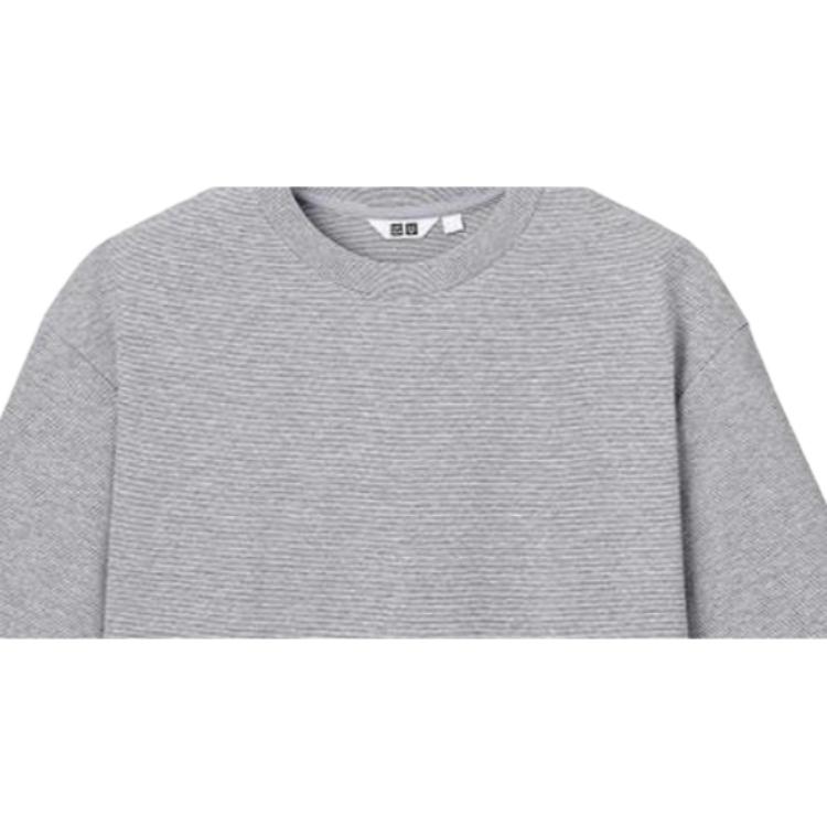 Uniqlo SS24 Серия U Минималистичная Свободная Полосатая Футболка с коротким рукавом Унисекс Топы Серый 467825-00