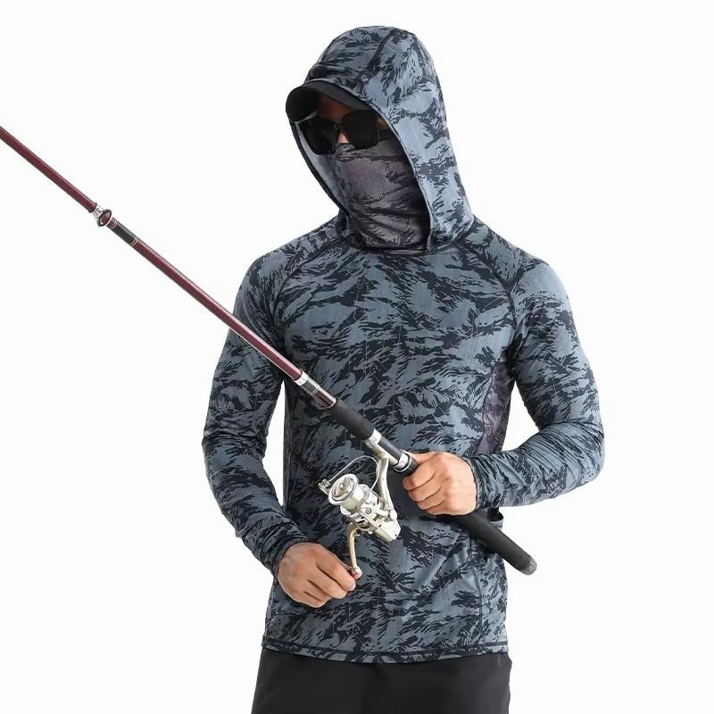 Mens Quick-Dry Fishing Shirt UPF 50 Sun Protection Breathable Ice Silk Outdoor Sportswear Hiking Camping Cycling