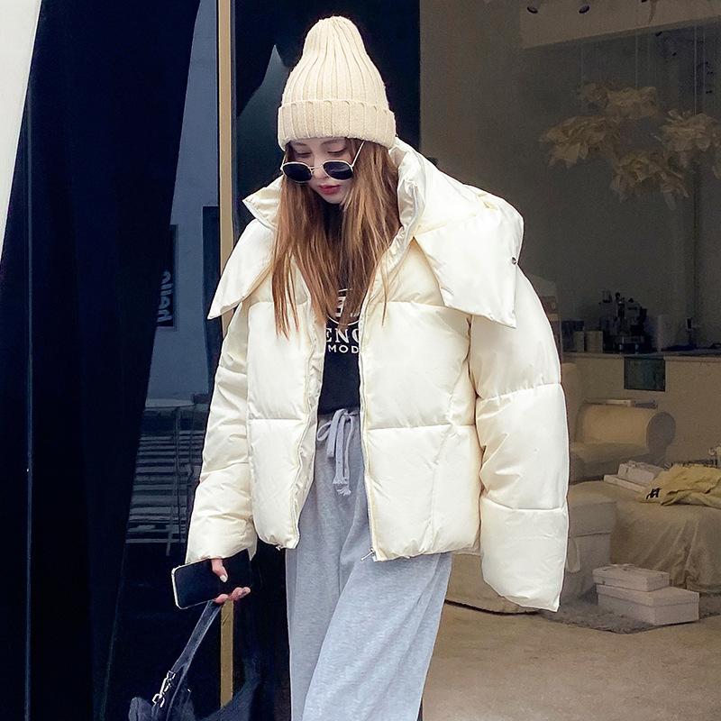 Fluffy Cotton-padded Clothes for Women's Autumn and Winter New College Style Short Loose Thickened Bread Clothes Candy-colored Cotton-padded Jackets