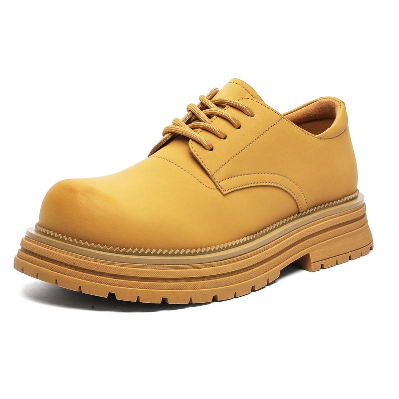 2024 новые кожаные туфли с большим носком на платформе, туфли дерби, ретро мужские туфли, повседневные туфли Martin с круглым носком 24342-K