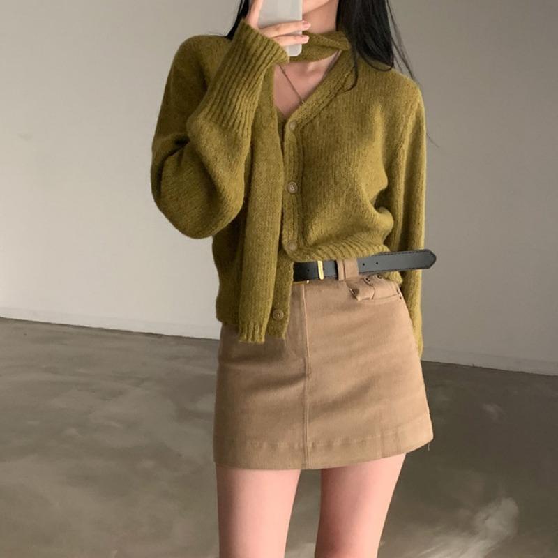 Шикарные зимние новые ретро-вязаные кардиганы с длинным рукавом и V-образным вырезом, женские модные облегающие женские свитера с длинным рукавом, однотонные повседневные короткие свитера 25530