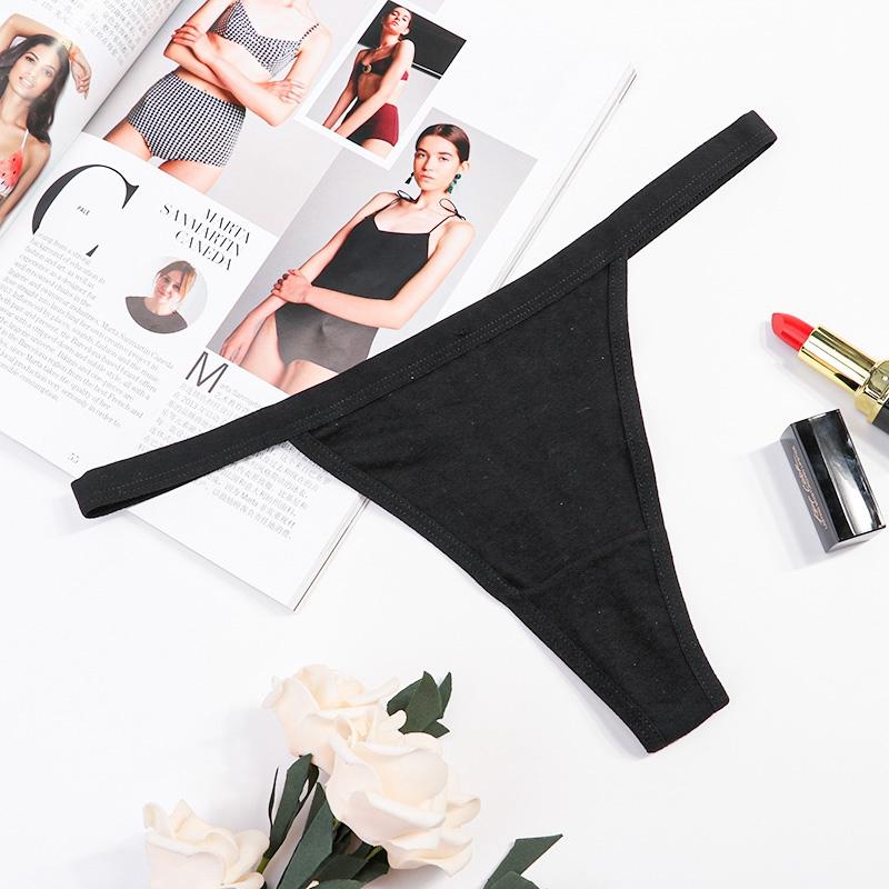 Women Cotton Thin Belt Thong Low Waist Sexy Panties Bikini Cotton Solid Color Women Underwear