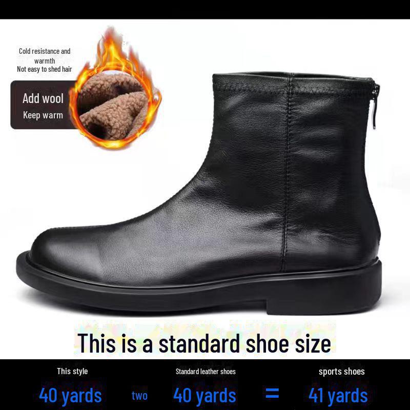 Men's Genuine Leather Martin Mid-Cut Casual Boots with Velvet Lining - Trendy All-Match Design for Spring and Autumn