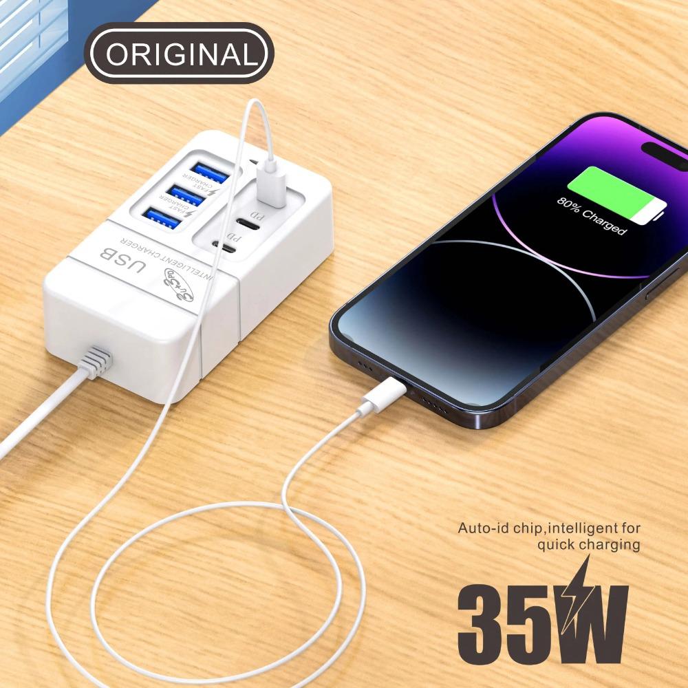 1 шт. Многопортовое USB-зарядное устройство, быстрая зарядка, быстрое настенное зарядное устройство, USB-концентратор, европейский стандартный штекер для мобильных телефонов
