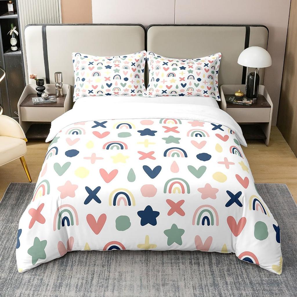 Love Comforter Set Queen King Full Size Heart Shaped Bedding Sets Full for Teen Girls Women Men Boys 3 Piece with 2 Pillow Shams
