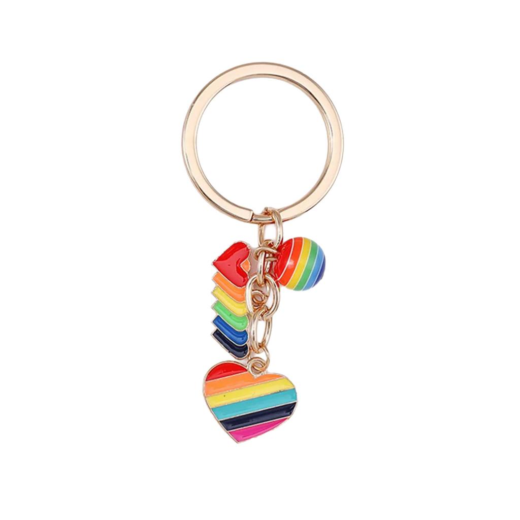 Trendy Rainbow Keychain Colorful Alloy Keyring Sturdy Designs for Everyday Use