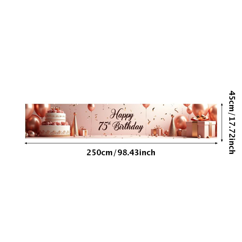 Happy Birthday 75th Banner Red Balloon Birthday Party Decoration Photography Background Props Birthday Cake Backdrop Supplies