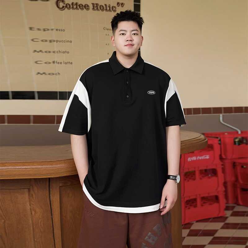 Тенденция больших размеров Влагоотводящая Мягкая Высококачественная Дышащая Мужская Свободная Рубашка-поло--Устойчивая к Сминанию Повседневная Спортивная С Коротким Рукавом Рубашка с Воротником