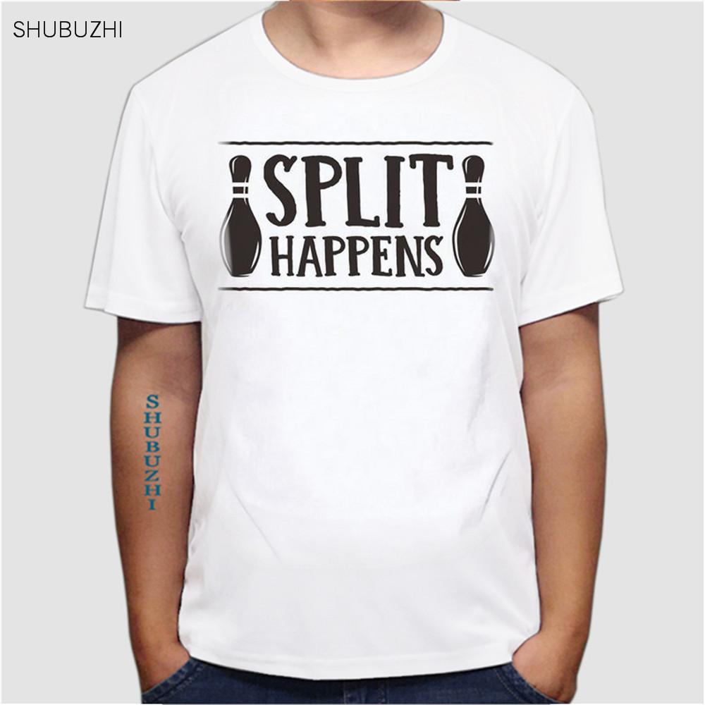 Split Happens Funny Bowlinger Team Bowler Pin Humor men Tshirt Funny T Shirts Men Short Sleeve Tshirts cotton