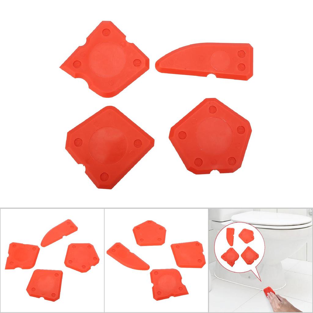 4PCS Caulk Tools Kit Silicone Glass Cement Scraper for Sealant Grout Finishing Sealing (Red)