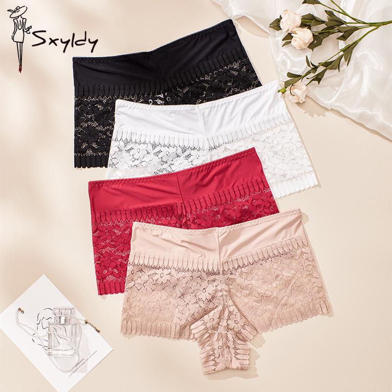 Женские сексуальные кружевные трусы-боксеры с открытой спиной, средней талией, дышащие прозрачные трусики для женщин