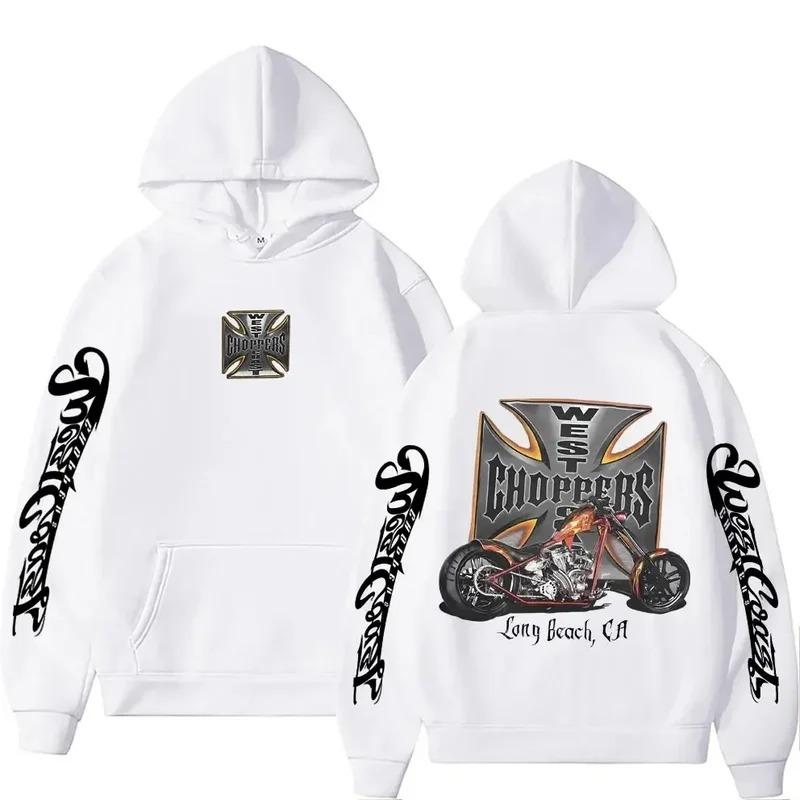 Худи с графическим логотипом West Coast Chopper Мужской Винтажный Уличный Стиль Мужчины Женщины С Длинным Рукавом Свободный Свитшот Мужские Готические Худи