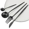 30pcs Black Gold Dinnerware Set Stainless Steel Flatware Set Cake Fork Coffee Spoon Knife Silverware Tableware Set Cutlery Set