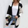 Loose Large Size Color Matching Knitted Cardigan Fashion Sweater Coat Women