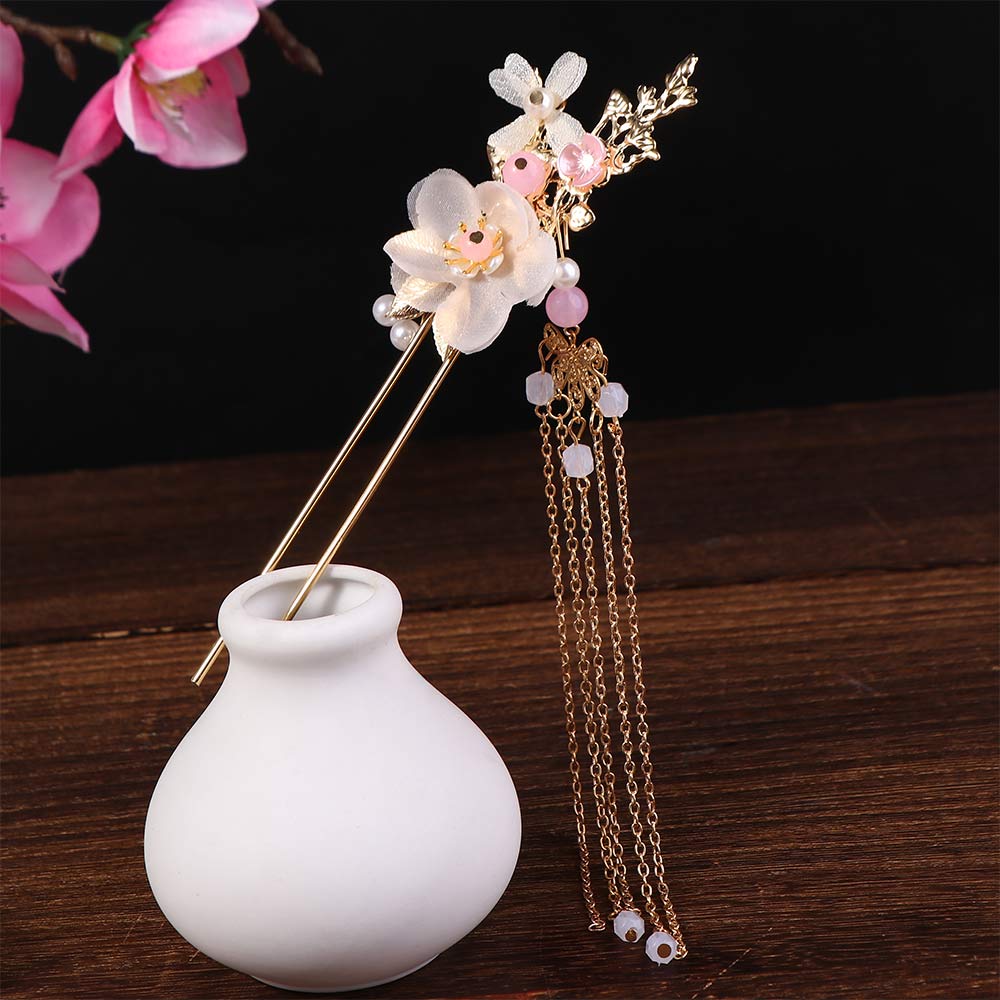 Clips Handmade Chinese Fashion Tassel Crystal Earrings Hair Comb Headwear Sets Hanfu Hair Stick