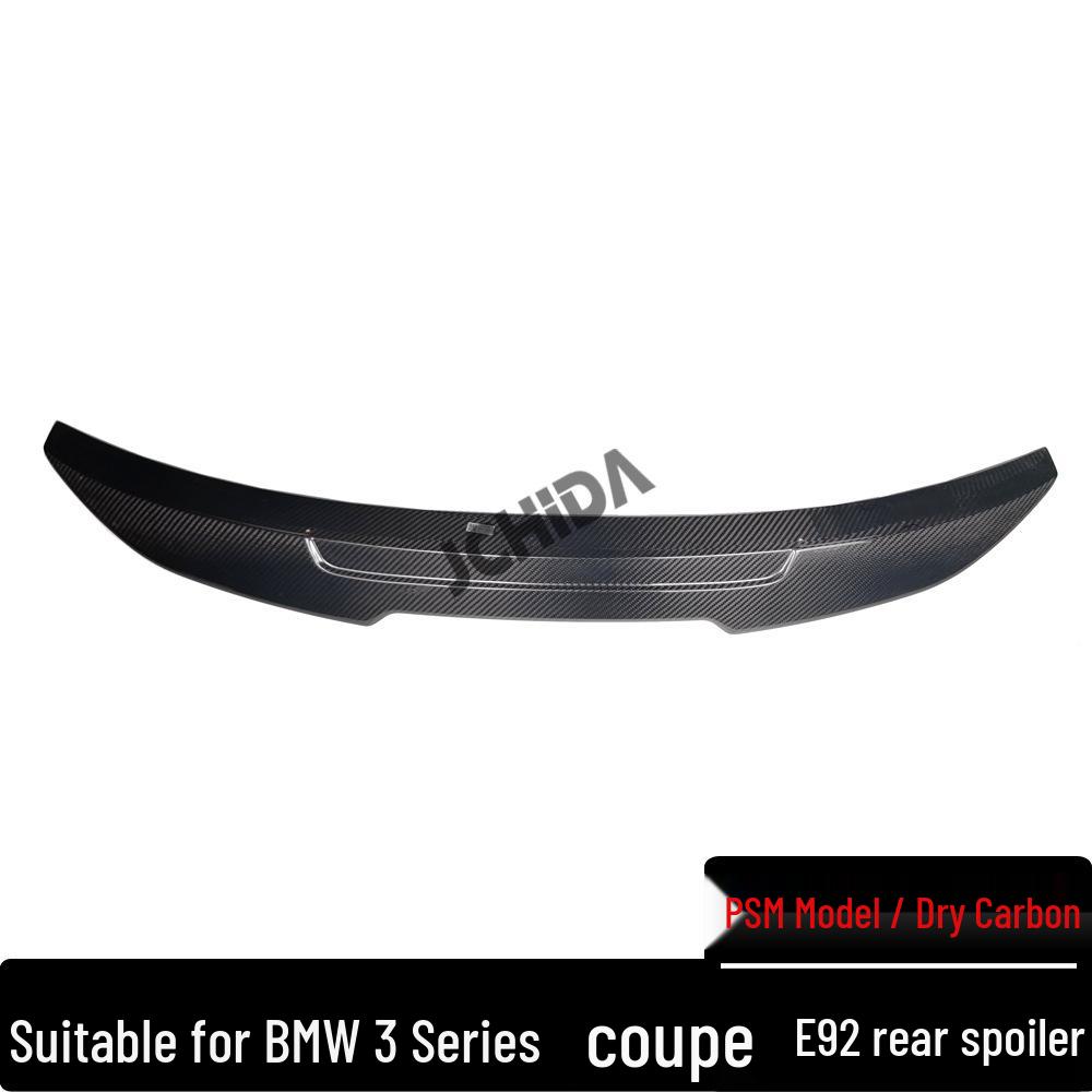 BMW 3 Series E92 PSM Style Carbon Fiber Rear Spoiler - No-Drill Installation Diffuser