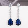 925 Sterling Silver Blue Cubic Zirconia Long Hanging Earrings for Women Wedding Anniversary Party Elegant Female JewelryGood product
