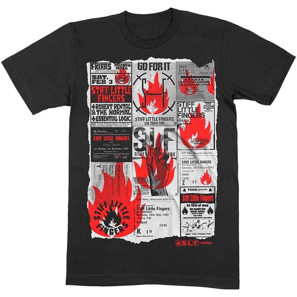 Stiff Little Fingers Flyer T-Shirt Black New