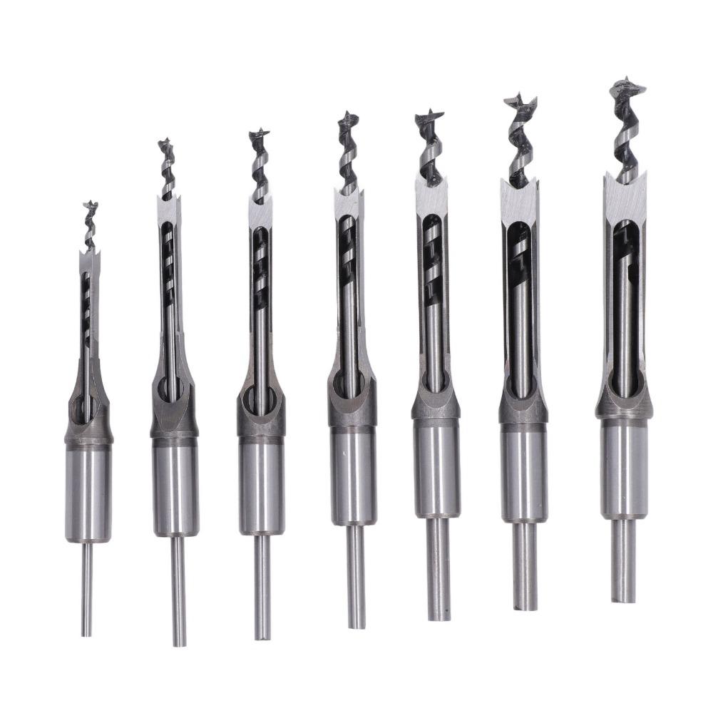 7pcs 1/4in 5/16in 3/8in 2/5in 1/2in 9/16in 5/8in Square Hole Drill Bit Woodworking