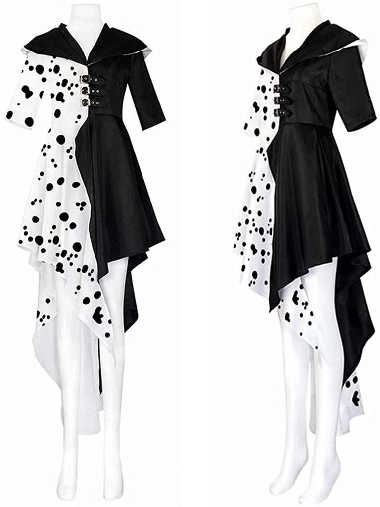 101 Далматинец Круэлла де Виль Черно-белое пятнистое платье костюм для сценического выступления