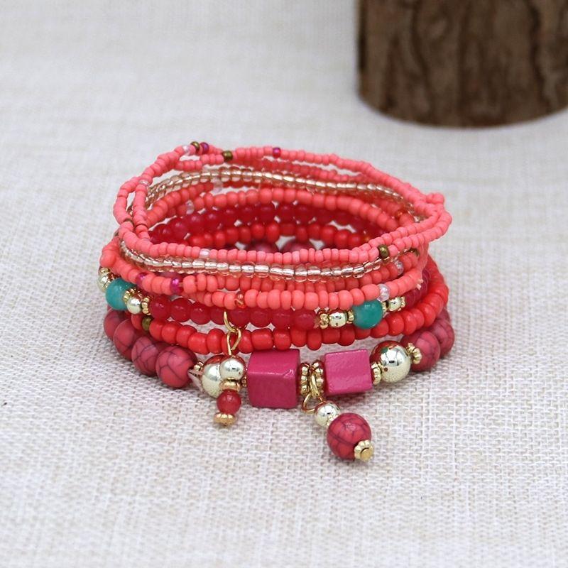 Cross-border hot-selling Bohemian multi-layer bracelet personalized turquoise beaded travel jewelry American bracelets foreign trade jewelry